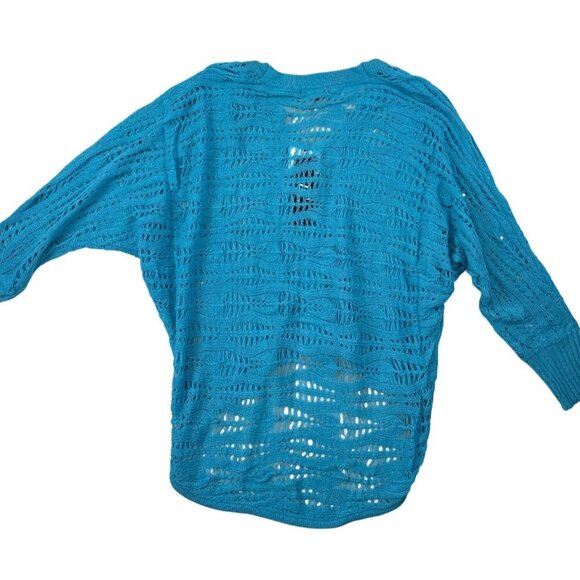 NEW Dolce Cabo Women's Sweater Aqua Blue Crochet Button Long Sleeve Small - Picture 5 of 11
